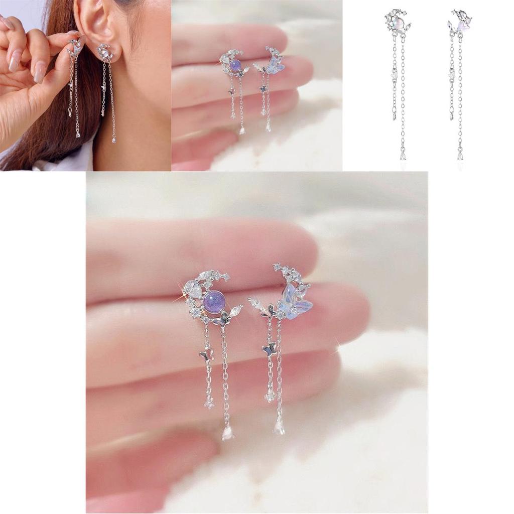 Waterdrop Butterfly Stud Earrings With Alloy And Pearl For Elegant Women