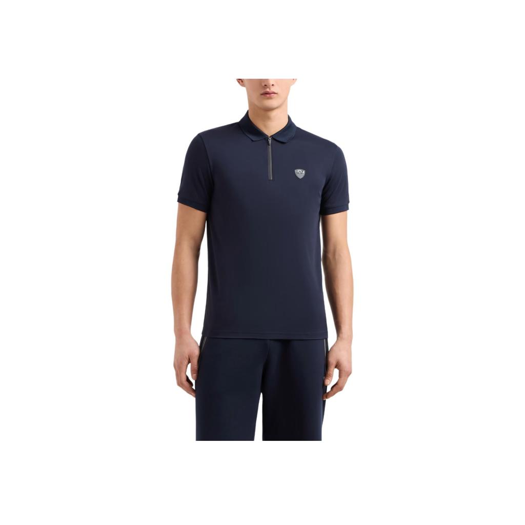 Emporio Armani EA7 Slim Fit Solid Color Polo Shirt Men Tops Navy-Blue 8NPF13-PJRGZ-1562