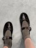 Genuine Leather Korean Version of Niche Round Head Shallow Mouth Bow with Mary Jane Single Shoes Women's Spring and Autumn Flat Ballet Shoes