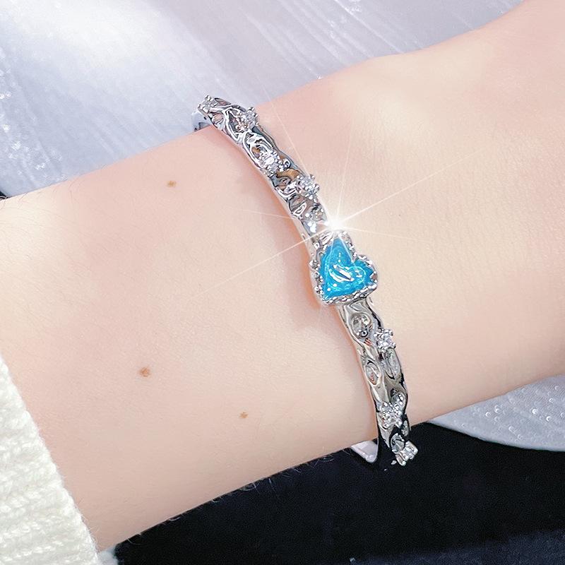 Enamel Dripping Oil Love Open Bracelet French Irregular Light Luxury High-End Sense Personalized Fashion Bracelet