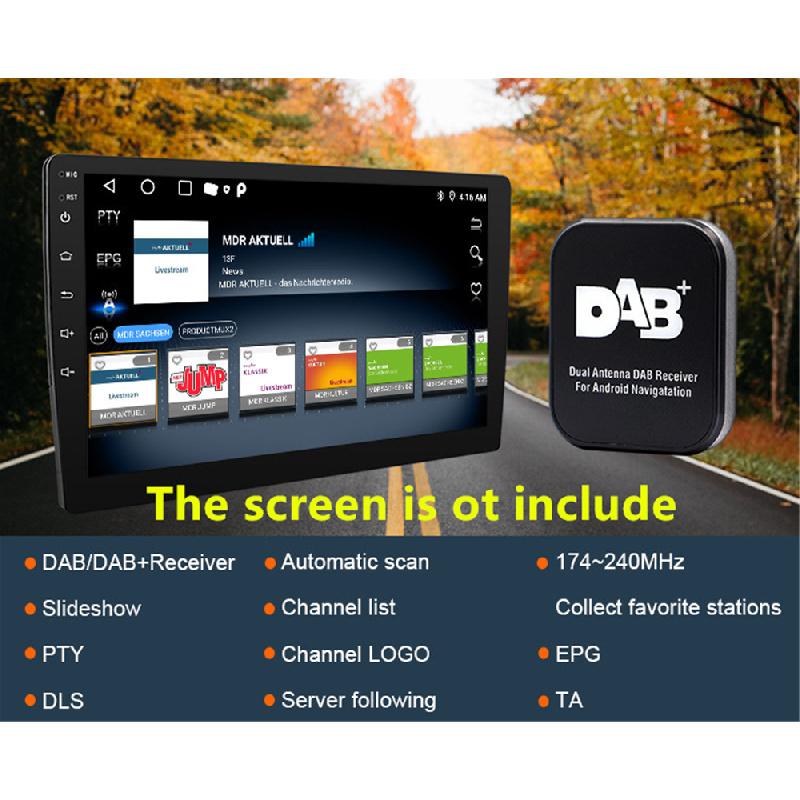Car Digital Dab+Adapter Tuner Dualantennas Audio Radio Box Usb Receiver Antenna
