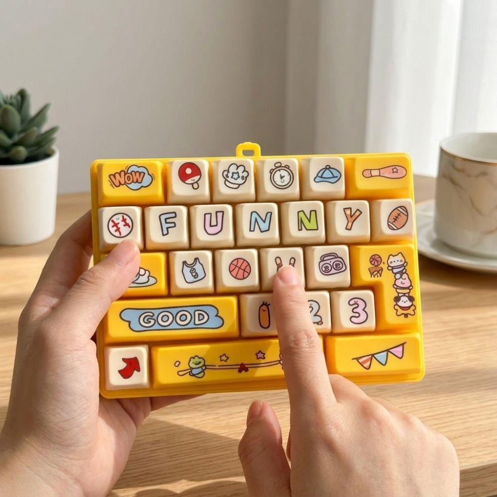 Cartoon 26 Key Keyboard Keychain Squeeze Feel Mechanical Fidget Keyboard  Student Use
