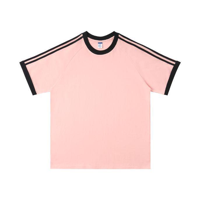 Children's Short-Sleeve Pure Cotton Uniform T-Shirt with Custom Logo & Stripes