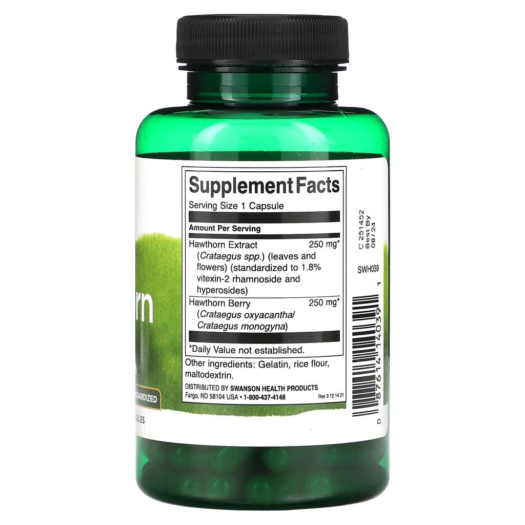 Hawthorn, Standardized, 120 Capsules