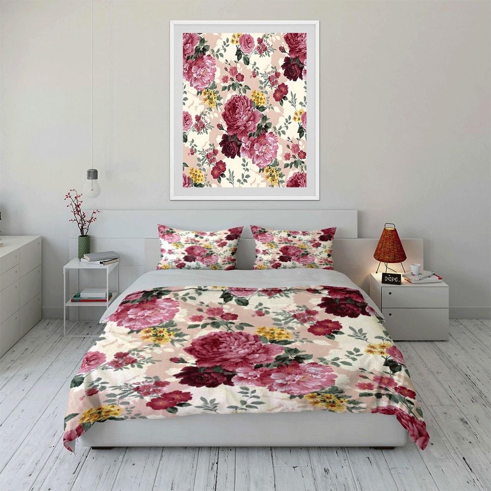 Floral Bedding Set For Home Decor Exquisite Three-Piece Bedding Set Gift For Kids And Adults