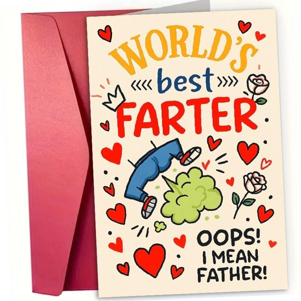 Funny Design Father s Day Card With Envelope Father s Day Gifts Invitation Card Fathers Day Red Envelope