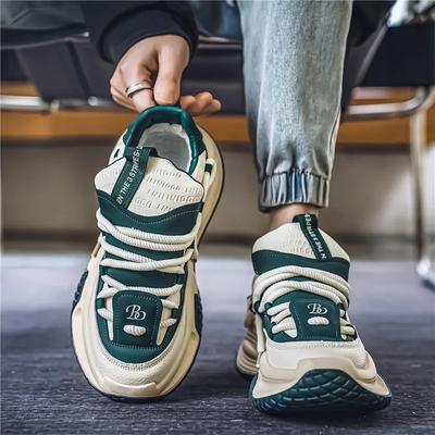New Exquisite Men's Sneakers Trend Versatile Casual Shoes Thick Soled Height Increasing Breathable Sports Running Shoes
