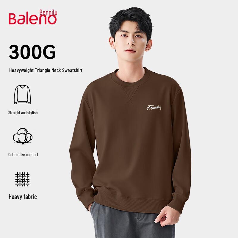 Baleno Men's Letter Print Heavyweight Round Neck Sweatshirt