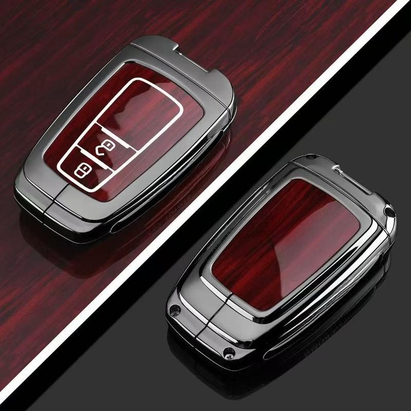 Zinc Alloy Key Fob Cover for Toyota Venza/C-HR/Levin GT/Avalon/Land Cruiser Prado/Wildlander, KeyCase Shell with Keychain