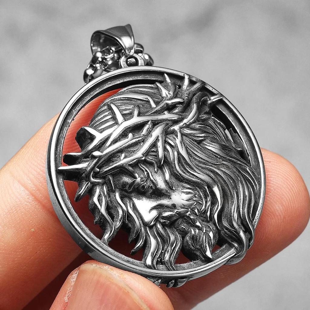 Retro Vintage Crown Thorns Christian Jesus God Pendant Necklace Chain Unisex Men Women Fashion Gothic Amulet Talisman Jewelry Party Gift