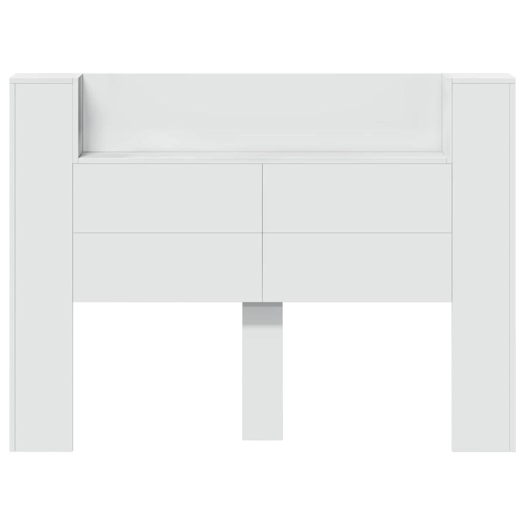 Headboard Cabinet with LED and Shelf White 140 x 16.5 x 103.5 cm