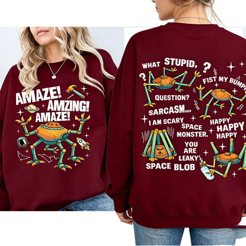 Funny Amaze Amaze Amaze Round-neck Sweatshirt Hail Mary Book Sweatshirt Retro Alien Long Sleeve Sci Fi Lovers Gift Funny Shirt