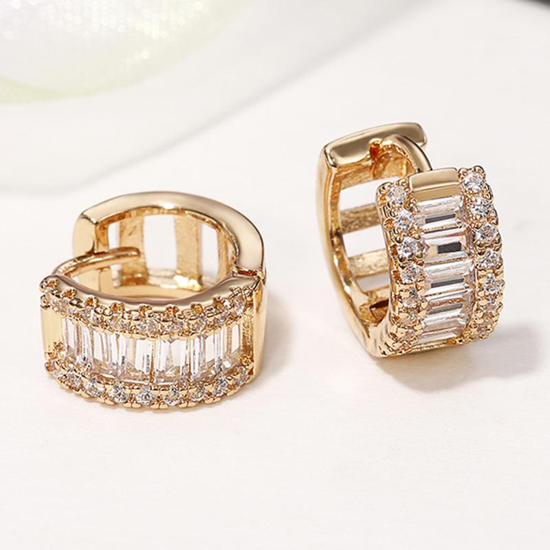 Huitan Fashion Women's Hoop Earrings with Sparkling Cubic Zirconia Fancy Female Ear Accessories Good Quality Jewelry