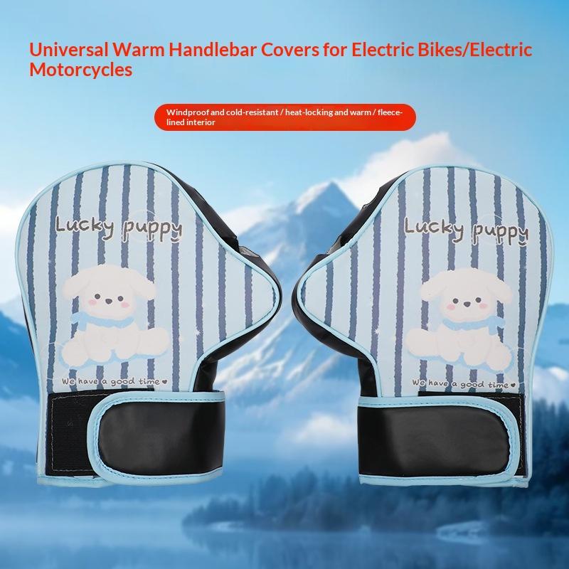 1 Pair Motorcycle Handlebar Gloves Muffs Winter Cycling Gloves Waterproof Handlebar Cover Mitts Snowmobile E-Bike Thermal Gloves