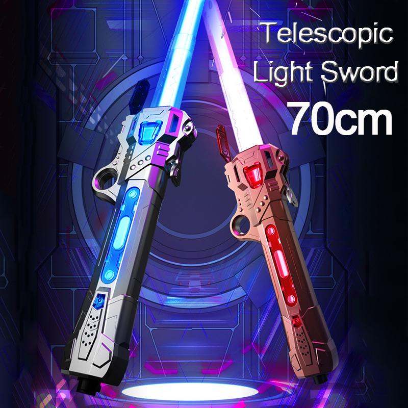 Non-Toxic Children Colorful Glowing Sword Toys Telescopic Music Laser Sword 2-In-1 Rotating Decompression Toy Light Sword Kids Adult Toys