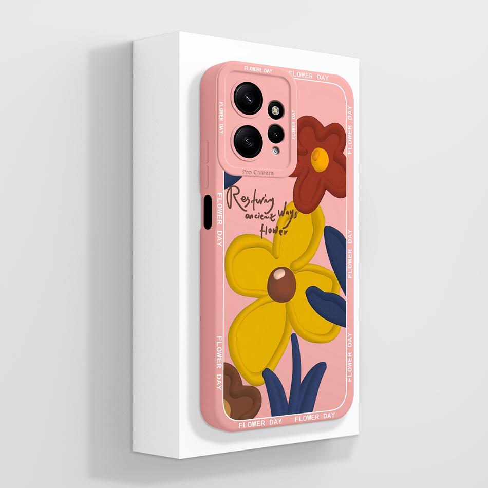 For Redmi Note 12 Pro Plus Phone Case Cute Candy Flowers Cover For Xiaomi Redmi Note12 4G 5G Soft Liquid Silicone Phone Housing