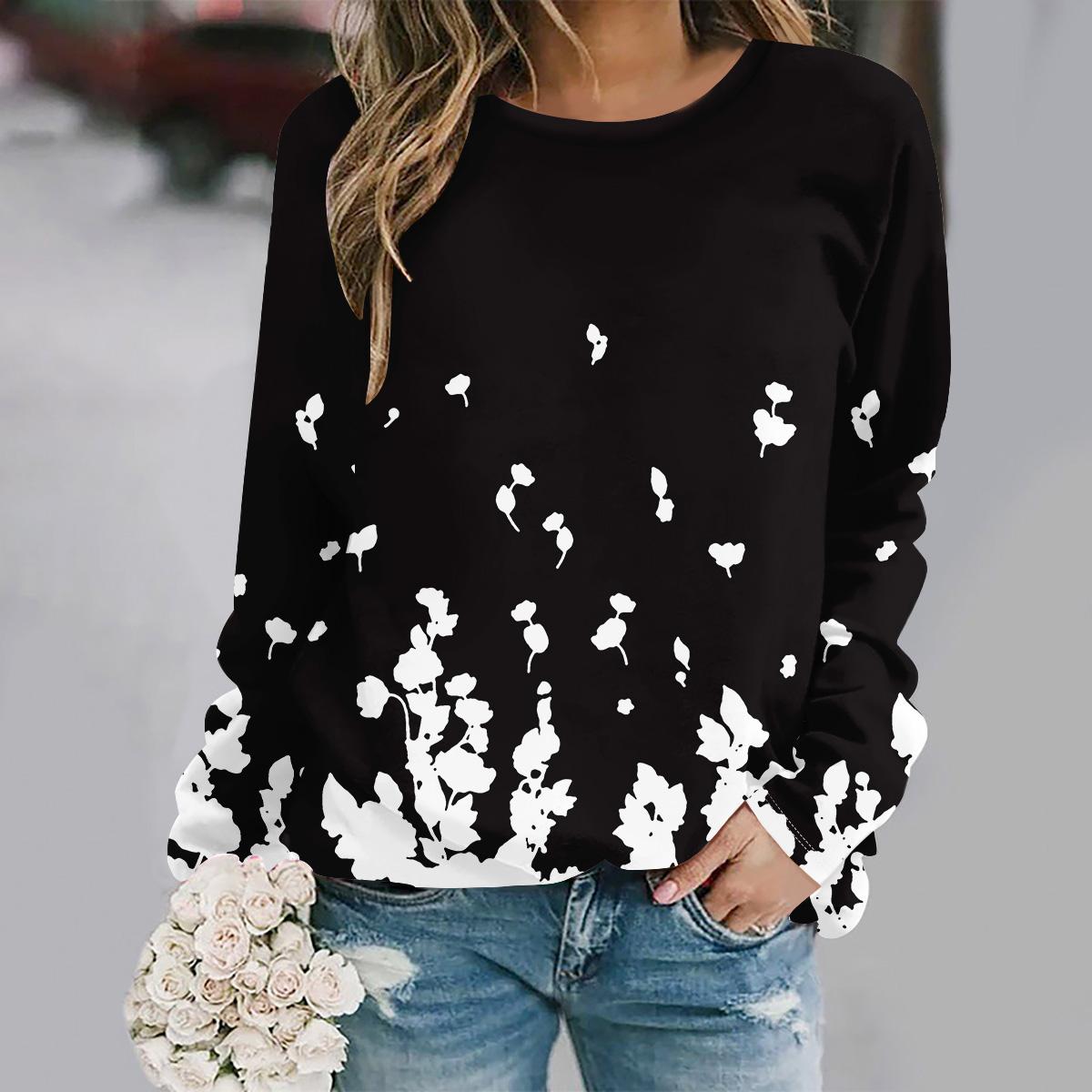 

2025 Autumn and Winter New Fashion Round Neck Long Sleeve Printed Elegant Casual Loose Hoodie S