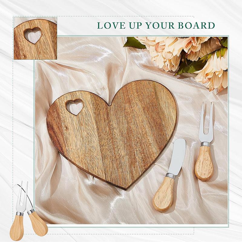 Heart Shape Cutting Board, Wood Heart Shaped Cutting Board Valentine's Day Gifts, Charcuterie Boards Bamboo Bread&