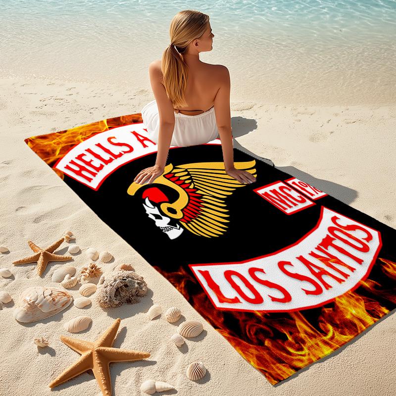 Gang Motorcycle enthusiasts Hells Angels Motorcycle Club beach towel outdoor camping vacation swimming beach towel outdoor absorbent bath towel Y8