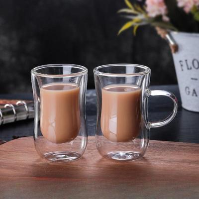 Insulated Coffee Cup High Borosilicate Double-layer Glass Water Cup Home Creative Teacup Transparent Cup Small Handle Double-layer Cup