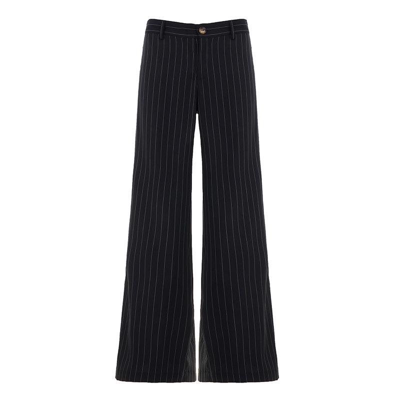 

European Striped Wide-Leg Woven Pants - Slimming Straight Loose Fit for Women Small