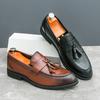 Fashion Elegant Tassel Design Men's Loafers Massage Sole Comfortable Men's Leather Casual Shoes Retro Brown Outdoor Commuting Work Shoes
