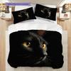 Black Cat Pattern Bedding Quilt Set Quilt Cover Pillowcase Home Decoration Birthday Gift (1 * Duvet Cover + 2 * Pillowcase, Without Core)