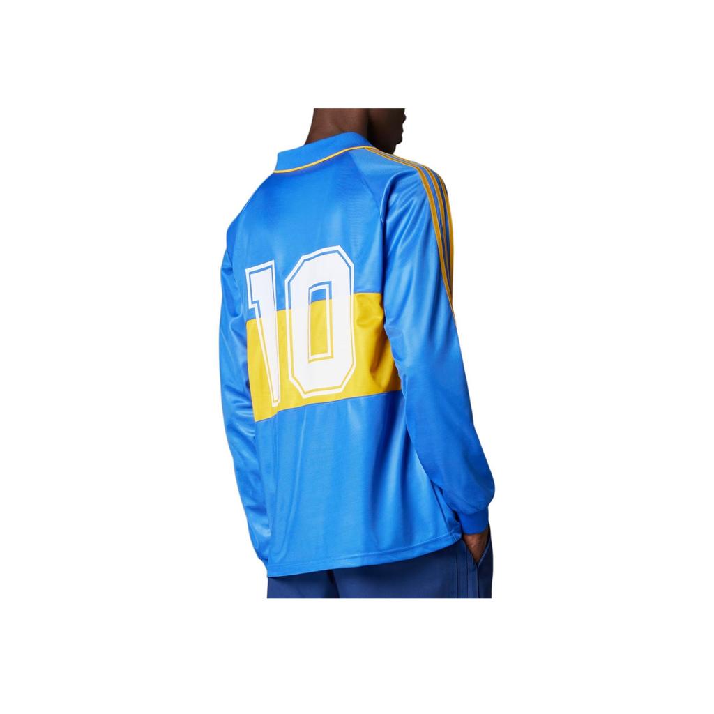 Adidas Originals Boca Juniors 1993 Jersey Color Block Letter Logo Pattern Pullover Loose Long Sleeve Football Shirt Men Tops Blue IV7547