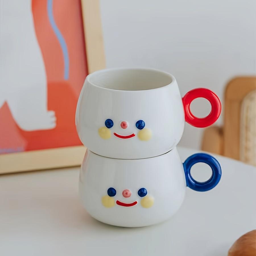 Ceramic Coffee Mug with Chubby Face Design, Microwave Safe,Machine Washable, Novelty Round Cup for Office, Afternoon Tea, Breakfast, Milk