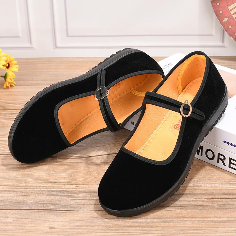 Pantofi de pânză vechi Beijing toamnă pantofi noi pentru femei negru pantofi de lucru pentru hotel talpă moale ușori vârf rotund pantofi de dans pentru femei