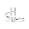 Ring - LUXENTER - Alphabet - Letter H - Adjustable Size - Rhodium Plated - Silver