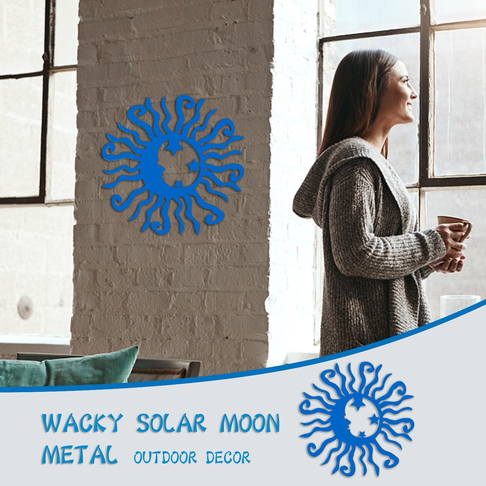 Wacky Solar Moon Metal Wall Art Steel Outdoor Decor Metal Reflective Wall