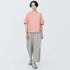 MUJI Cool Broadcloth Short Sleeve Orange Size BC2JOA4S Women's Blouse, Stripe, XL,