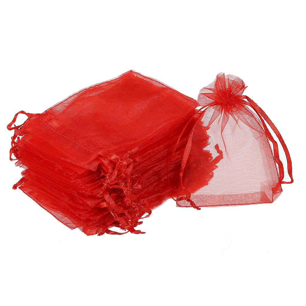 100/50pcs 8x11cm Organza Bags Jewelry Packaging Wedding Party Gift Bags Drawstring Candy Pouches Christmas Small Bag Storage
