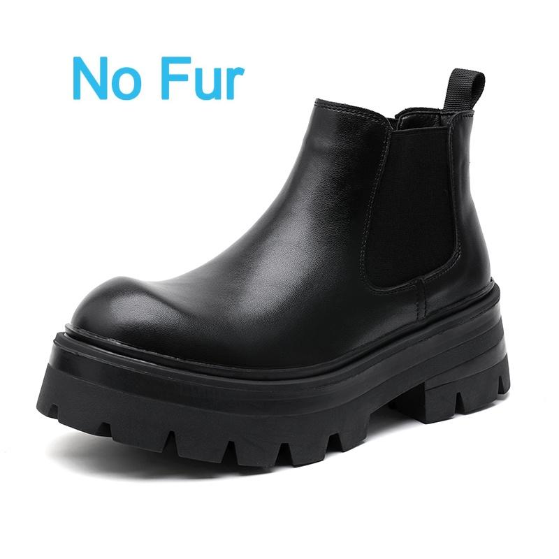 Fashion British Fashion Men Casual Leather Ankle Boot Antiskid Outdoor Chelsea Boot High Top Business Thick Bottom Designer Tooling Shoe