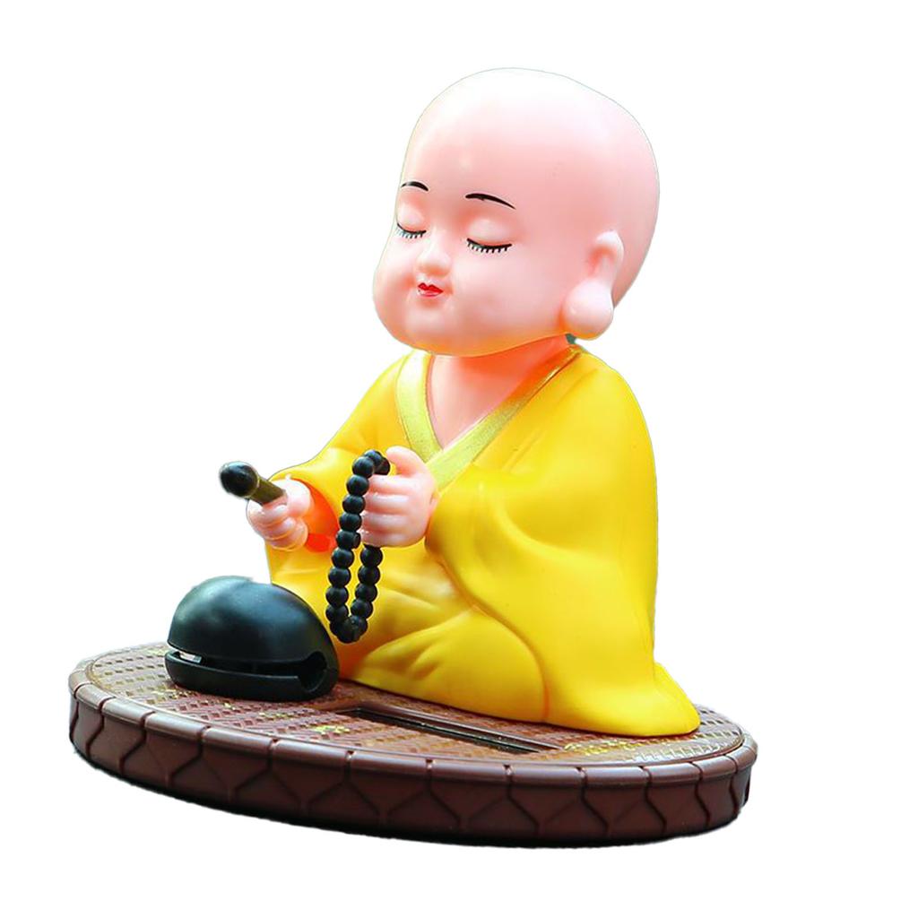 Kleiner Mönch Solar Ornament Auto Nickender Klopfender Buddha Statue Spielzeug für Armaturenbrett Auto Zuhause Schreibtisch