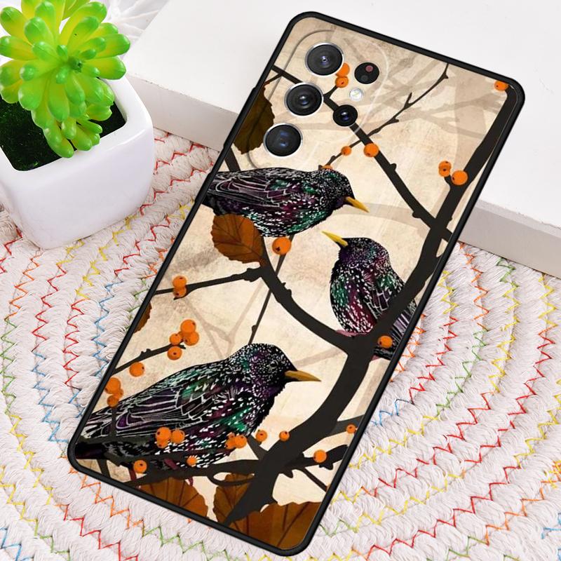 Garden Birds Starling Silicone Phone Case For Samsung Galaxy Note 10 Pro S26 S25 S24 S23 S22 S21 Plus S25Ultra Capa Cover