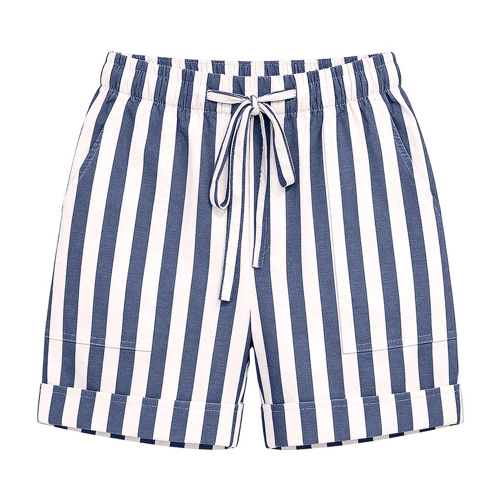 Womens Women's Color Elastic Waist High Waist With Pocket Ladies Casual Shorts Travel Shorts