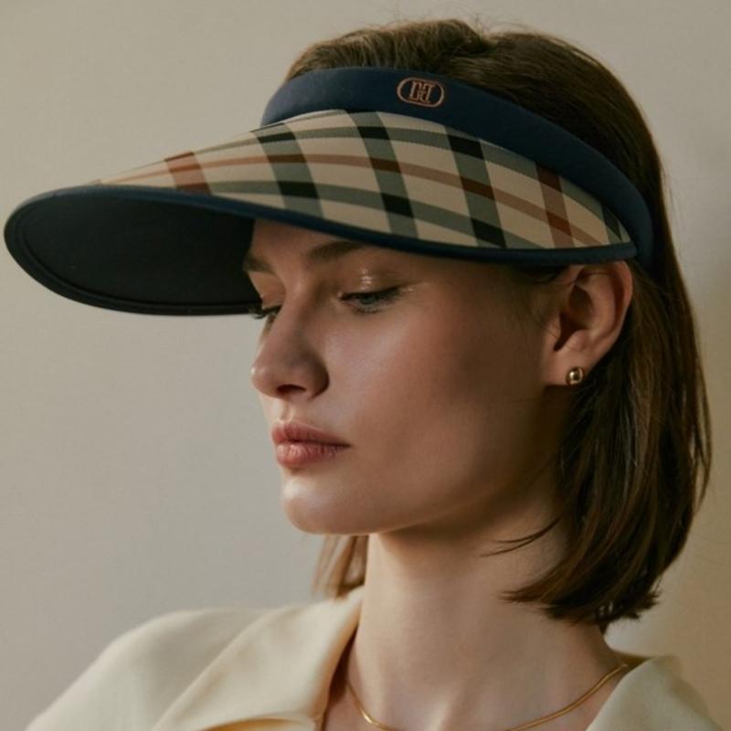 Daks Navy Check Sun Cap [wide Brim] Dbhe4f101n2