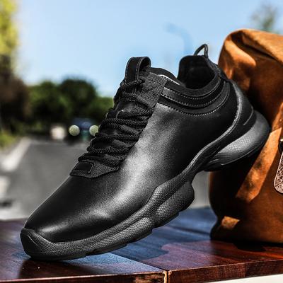 Scarpe sportive e da tempo libero autunnali, scarpe da lavoro nere leggere, scarpe in pelle morbida