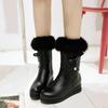 Winter Warm Snow Boots Inner Height Increase Medium Boots Rabbit Fur Boots Bow Platform Boots  Boots