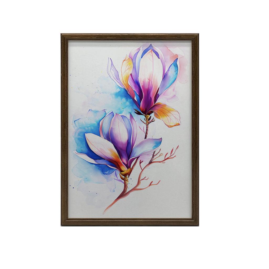 Eksplozja Kolorów Magnolii Eksplozja Kolorów Magnolii, 40X50 Cm, Rama Aluminiowa Złota, Papier Matowy 230 Gsm