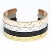 European-American Fashion C-Shaped Stainless Steel Men's Bracelet, V-Shaped Openable Polished Design, Vacuum Electroplated Titanium Steel.