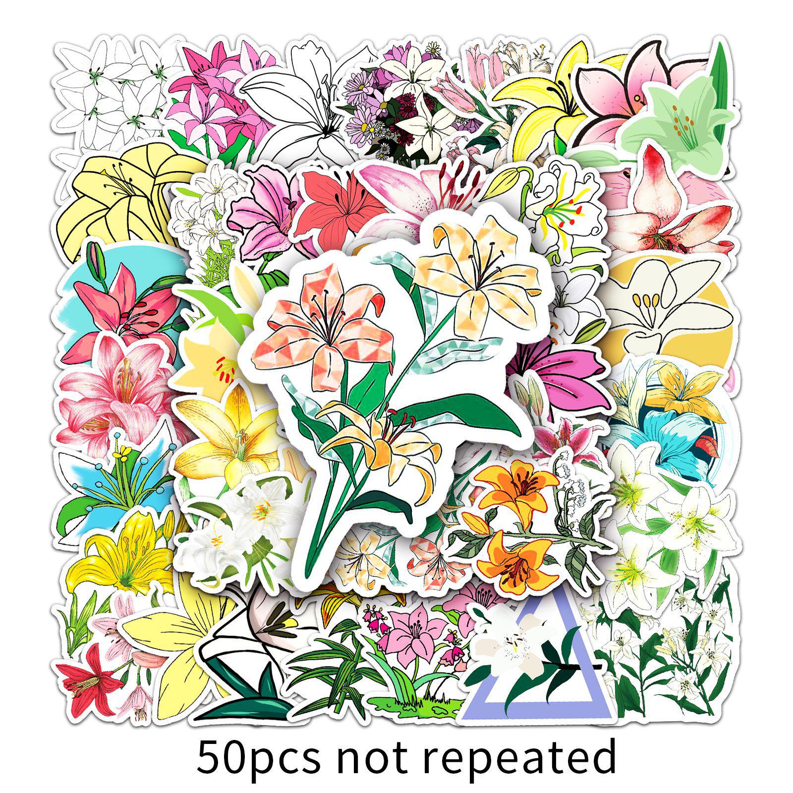 

Lily Cartoon Plant & Flower Series Stickers: 50 Fresh Designs for Suitcase, Laptop, and Car Decoration