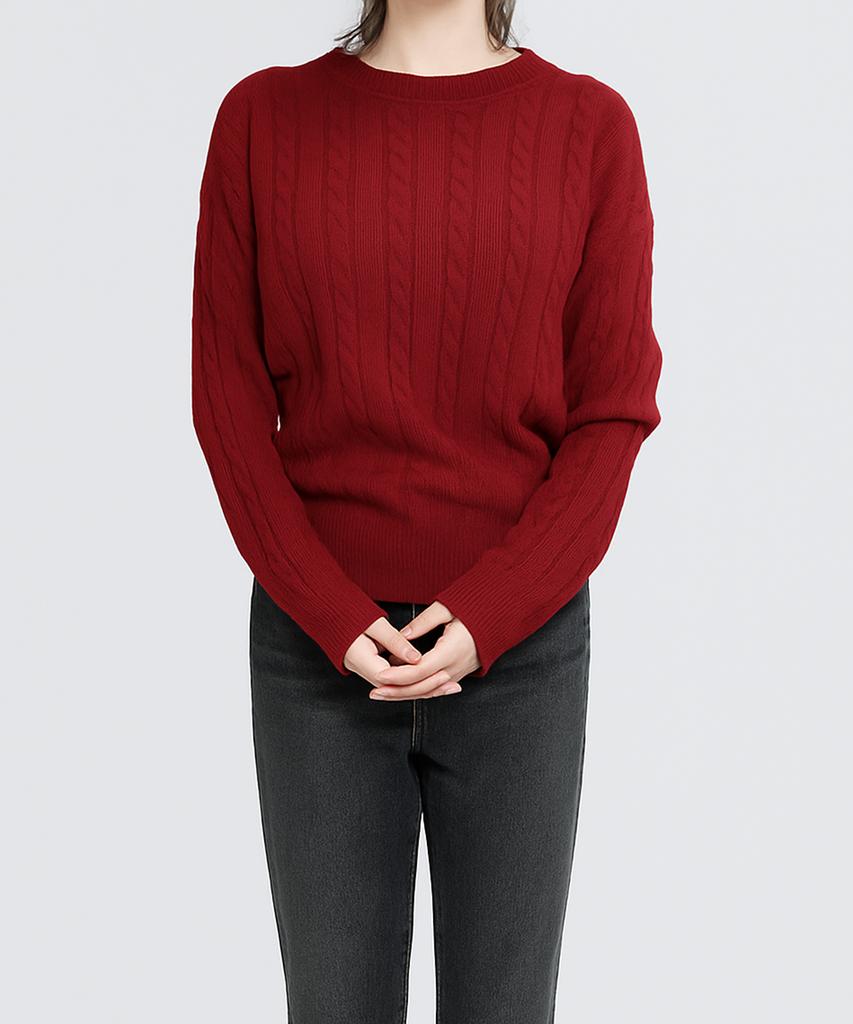 Keulleiseu Basic Cable Knit Sweater_Black