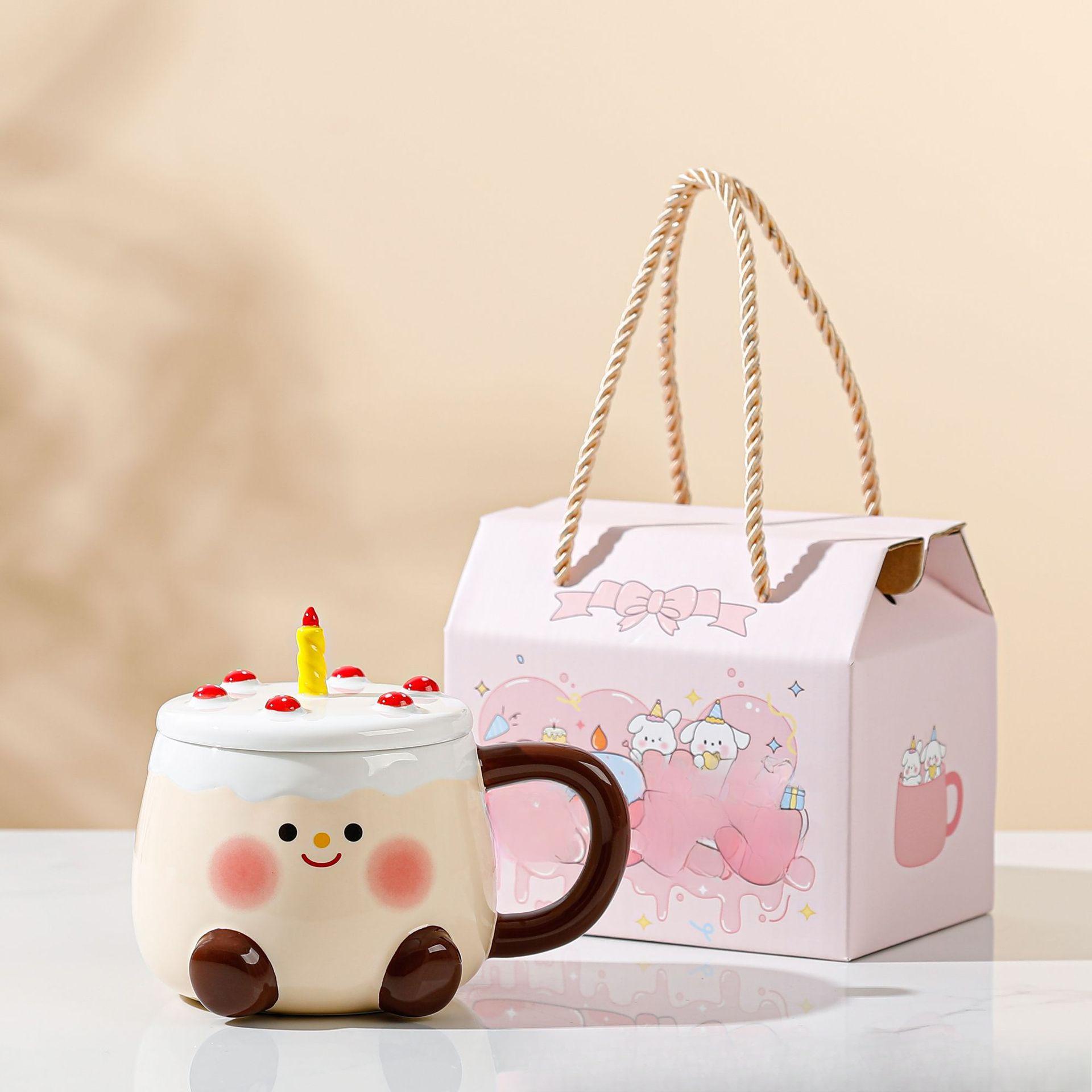 Leuke Verjaardagstaart Keramische Kop Creatieve Mok Verjaardagscadeau Koffiekopje Souvenir Cadeau Waterbeker 460ML