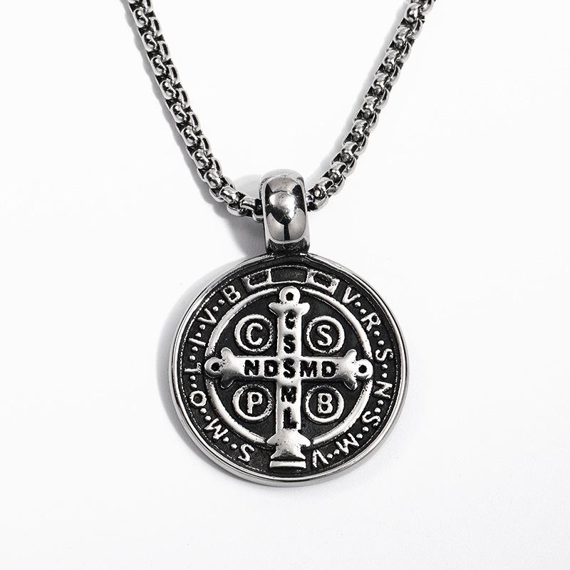Saint St. Benedict Collar Medal of San Benito Necklace Men Women Spiritual Virgin Mary Pendant Chain