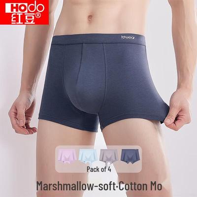 Hongdou Men's Modal Silk Blend Antibacterial Boxer Briefs 4-Pack