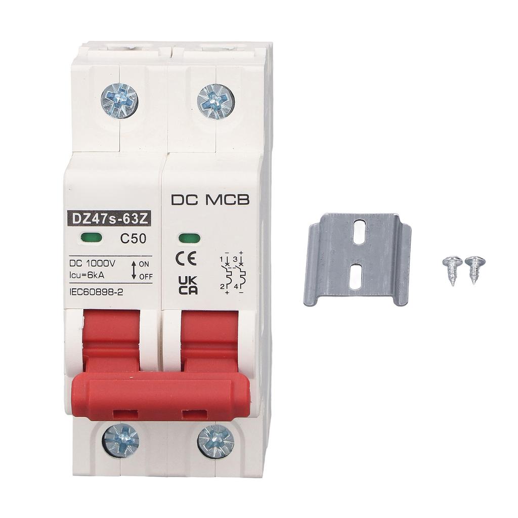 SG DC Miniature Circuit Breaker 2P 50A DC1000V 6000A Breaking Capacity DIN Rail Mount for Solar PV