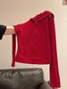 Women's High-End 2025 American Retro Red Hooded Zip-Up Sweatshirt with Long Sleeves for Autumn